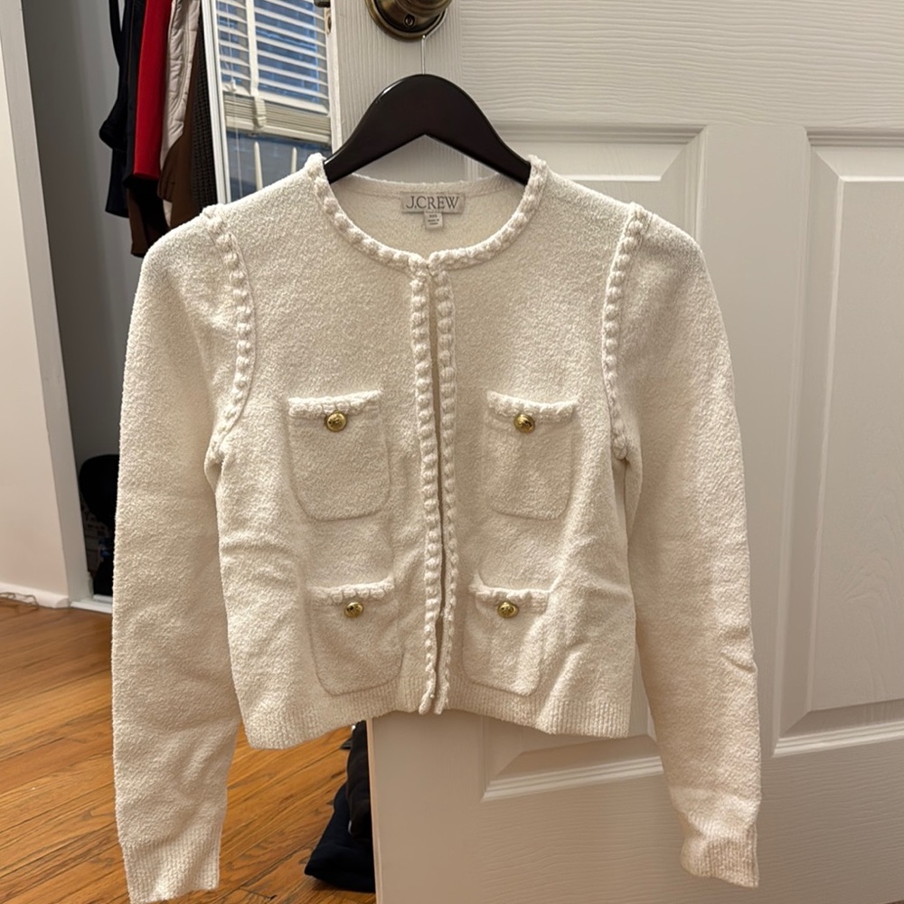J.Crew Cream Cardigan with Gold Button Accents
